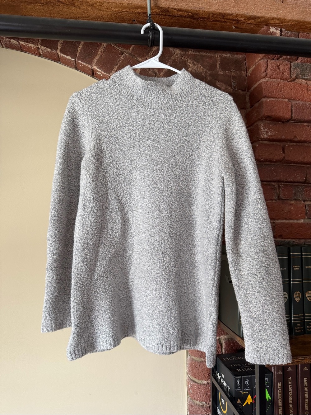 Calvin Klein Light Gray Textured Mock Neck Sweater